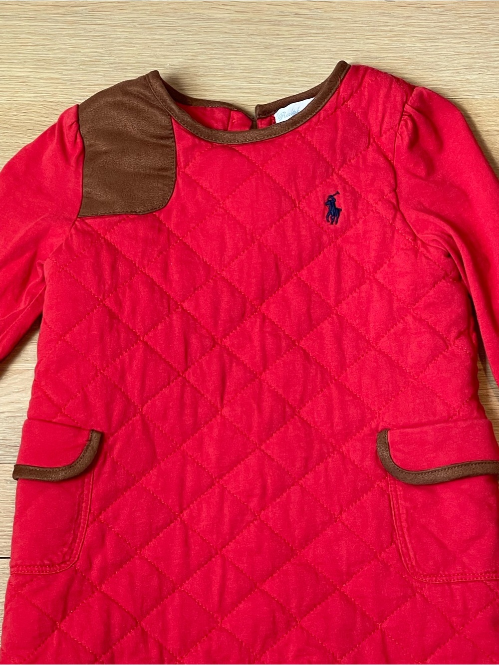 Ralph Lauren Quilted Dress with Faux Leather Detail 12M